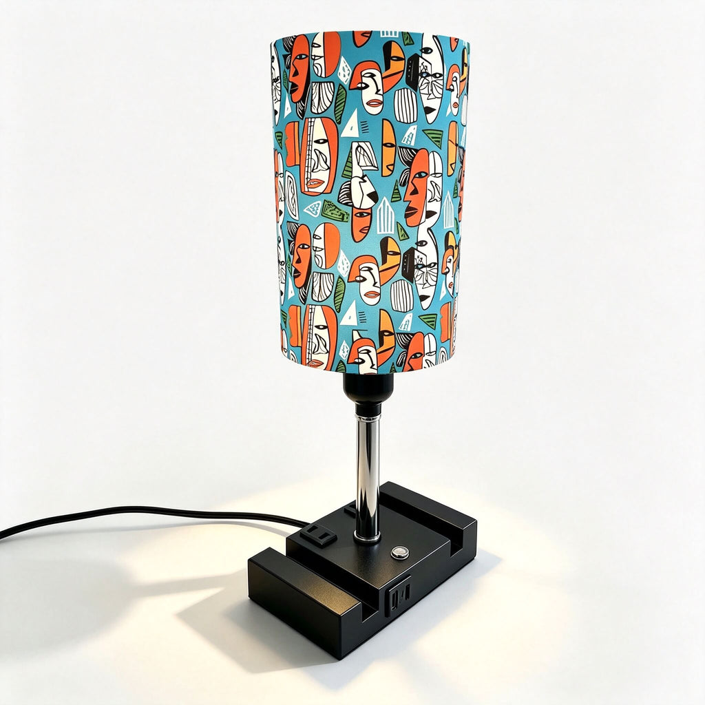 Picasso Abstract Art PLA Eco-Friendly Touch Control Table Lamp 🎨 3 Color Dimmable Multifunctional Table Lamp, Dual Phone Stand Bedside Desk Decor Gift