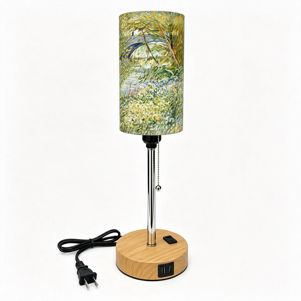 Van Gogh Irises PLA Eco-Friendly Pull Chain Table Lamp 💐 3 Color Dimmable Multifunctional Bedside Lamp, Classic Art Home Decor Gift