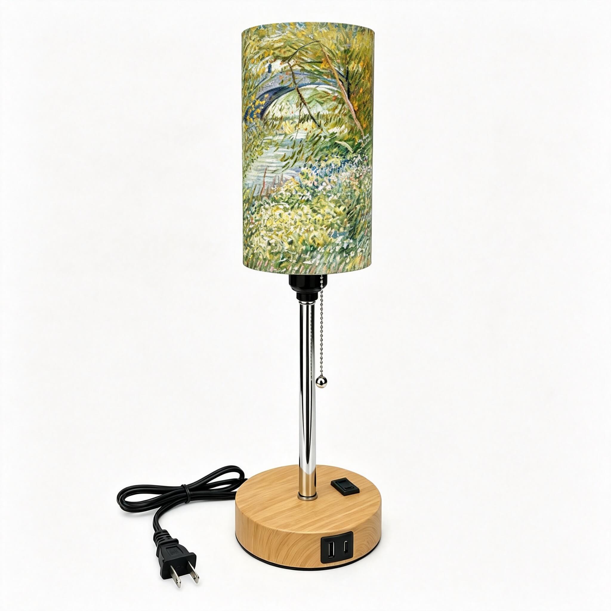 Van Gogh Irises PLA Eco-Friendly Pull Chain Table Lamp 💐 3 Color Dimmable Multifunctional Bedside Lamp, Classic Art Home Decor Gift