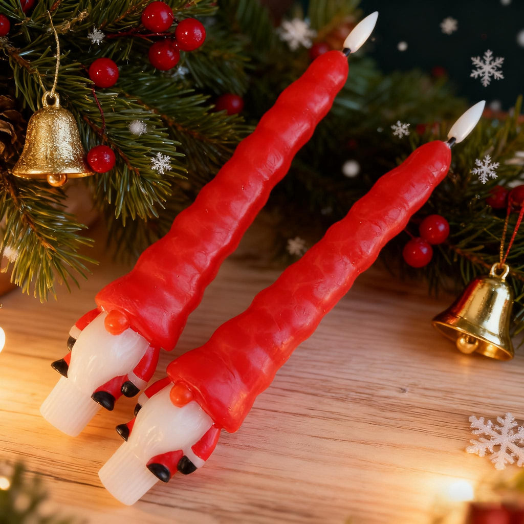 Christmas Flameless Tapers Candles,9.8" Santa Hat Real Wax Battery LED Remote Control Candles for Christmas Gift Party Decor