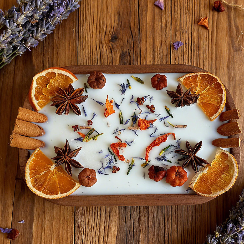 Christmas Gift Spiced Orange Cinnamon Dough Bowl Candle, 3 Wood Wick Handmade Scent Candle Fall Home Decor,  Housewarming