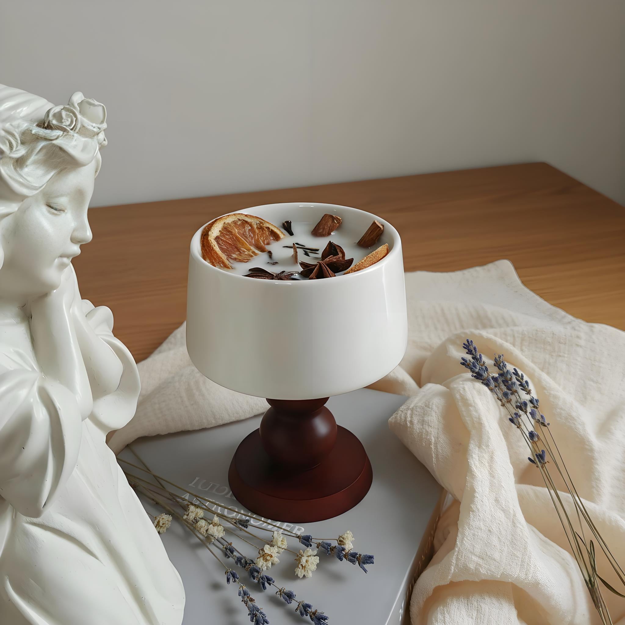 Orange Cinnamon Pumpkin Spice Candle | Ceramic Wood Wick Soy Candle | Cozy Fall Home Decor | Handmade Halloween Gift