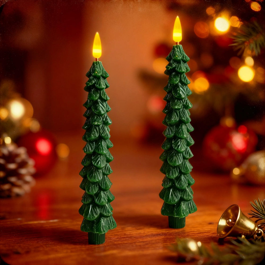 Christmas Tree LED Taper Candles Flickering with Remote Timer, Real Wax Battery Candles Warm 3D Wick Christmas Home Party Decor
