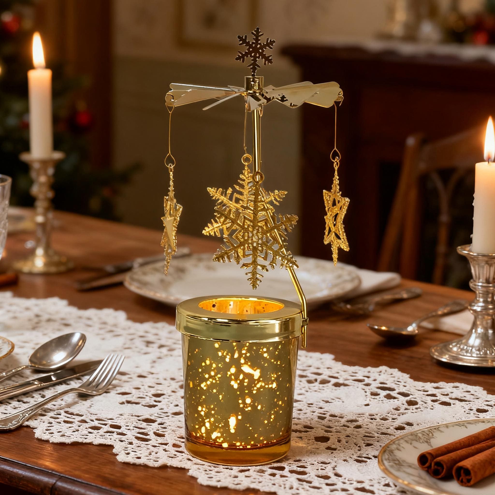 Golden Rotating Candle Holder,Vintage Tealight Holder,Valentines gift, Candle holder gift, Birthday gifts, Christmas gift