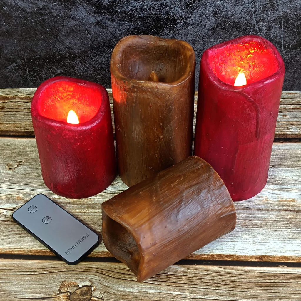 Wavy Flickering LED Flameless Candle, Pillar Battery Operated Candle, Dripless Candles, Rustic Candles, Home Decor, Gift for Christmas