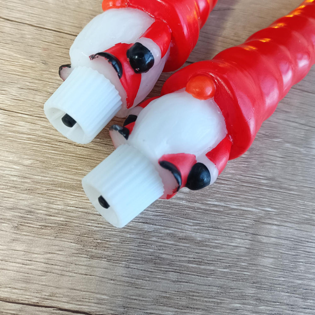 Christmas Flameless Tapers Candles,9.8" Santa Hat Real Wax Battery LED Remote Control Candles for Christmas Gift Party Decor