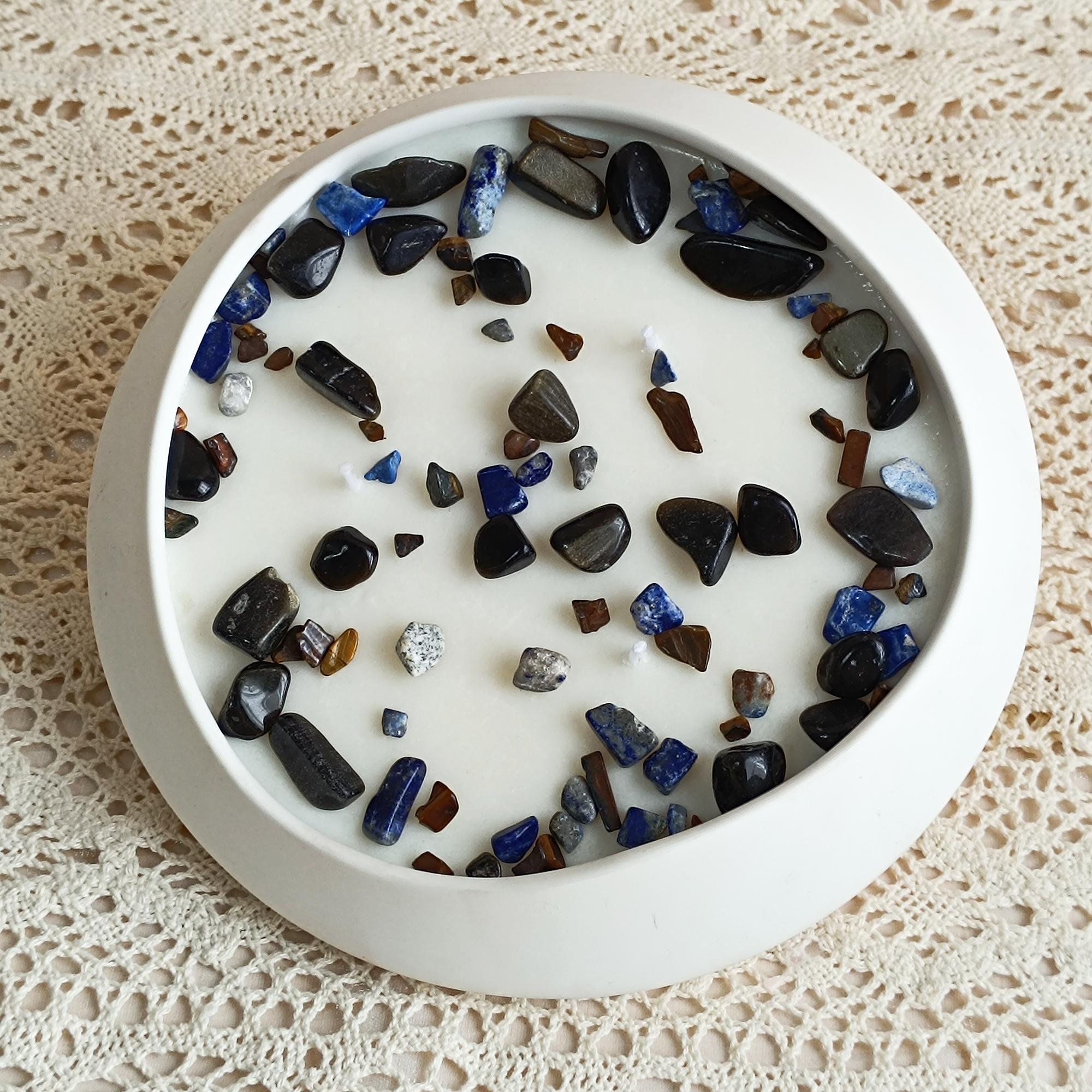 Crystal Ceramics Bowl Candle: Lemon Lavender Jasmine Scented, Meditation Decor