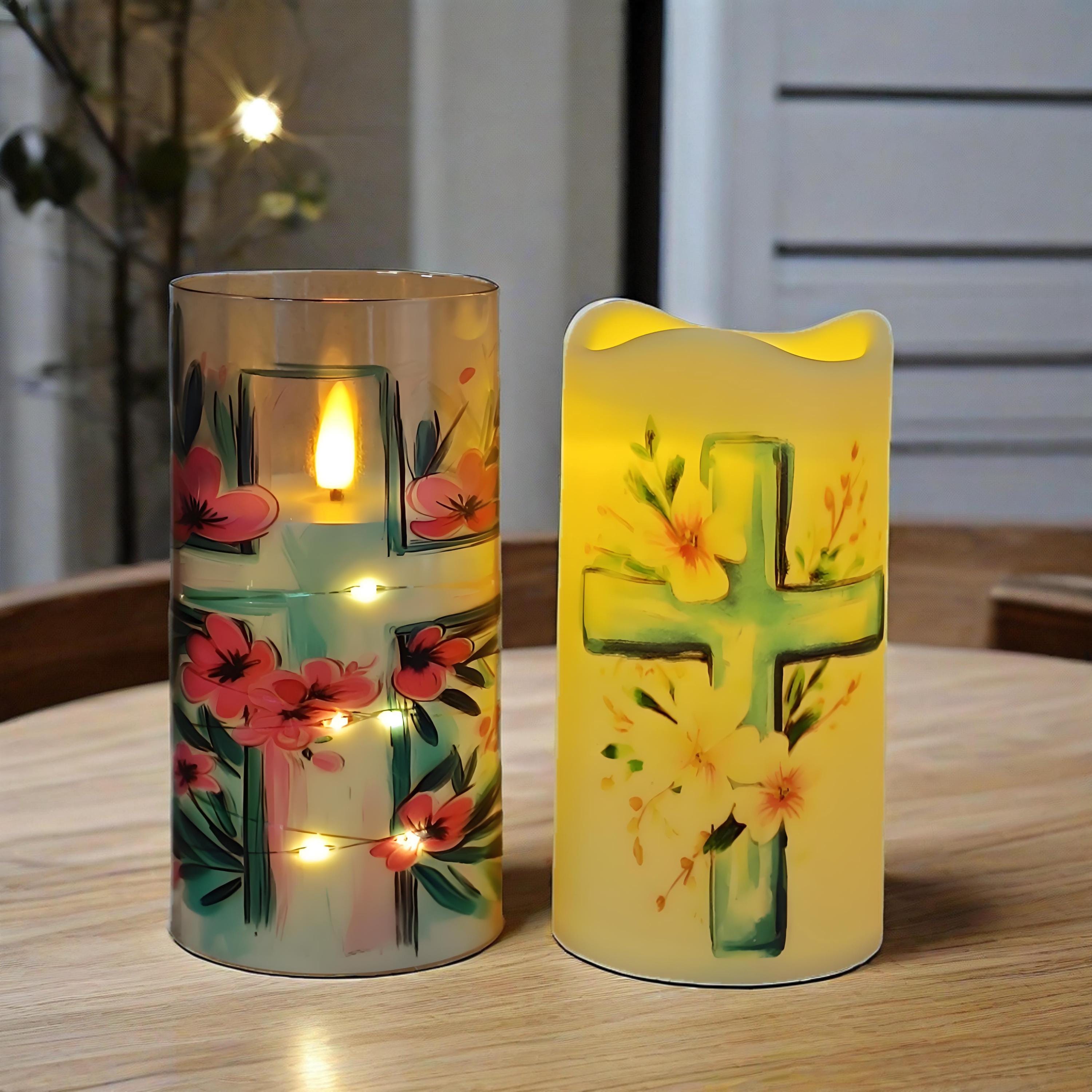 Christian Flameless LED Candle: 6" Votive with Remote & Timer