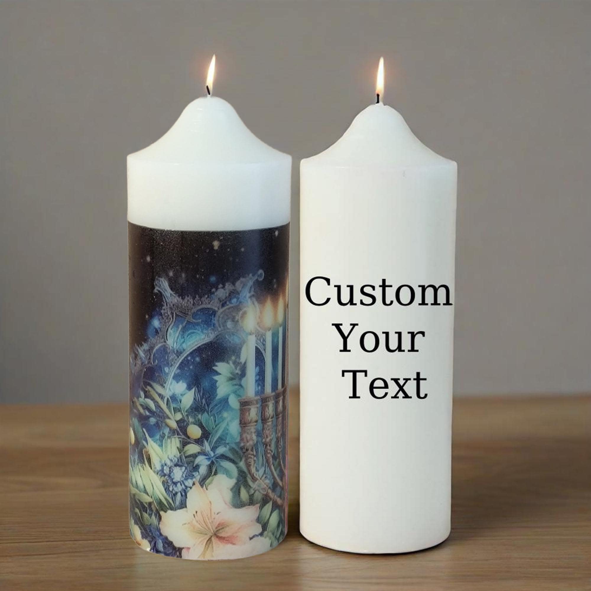 Personalized Shabbat Candles Set of 3: Jewish Ritual Pillar Candles