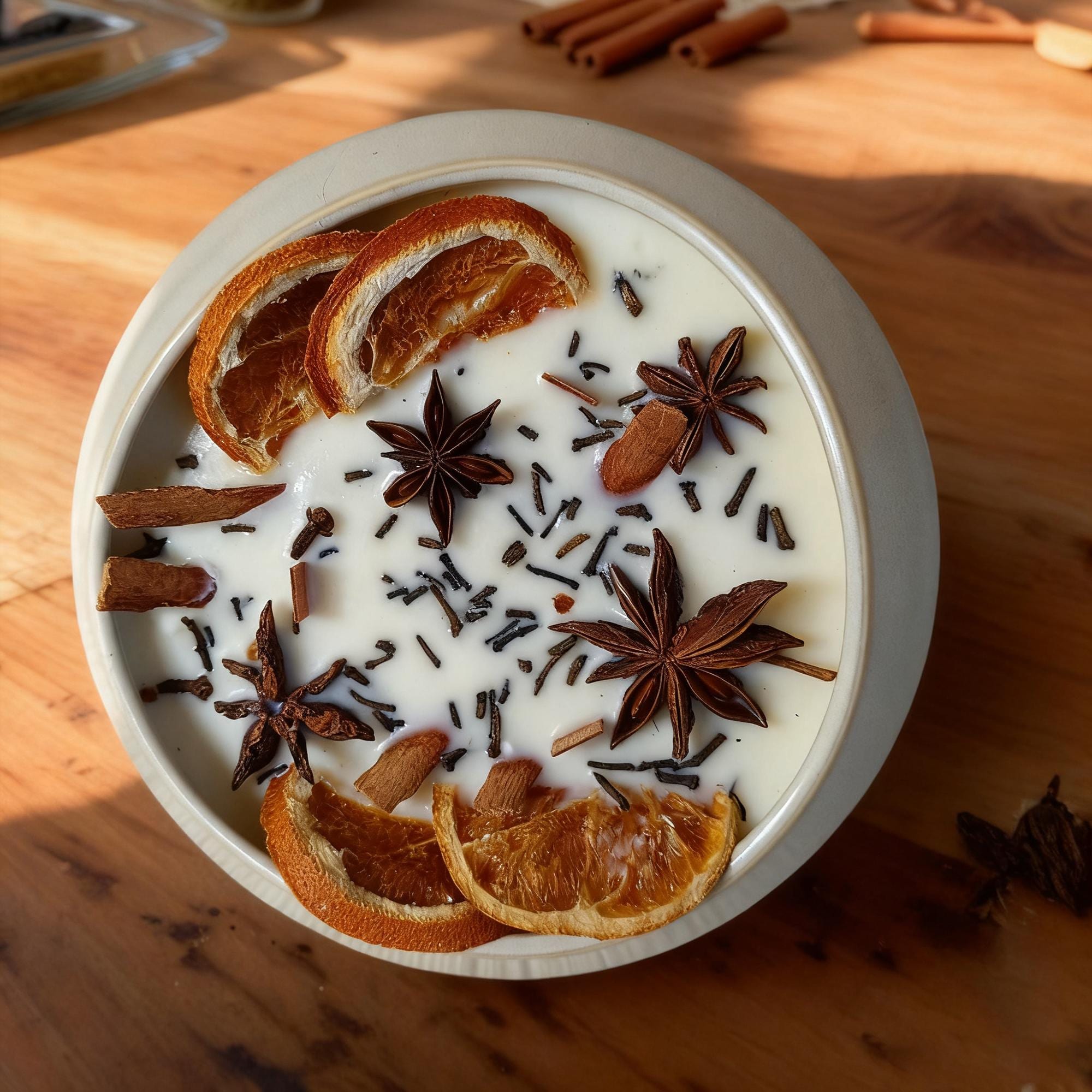 Cinnamon Orange Spice Ceramics Bowl Candle, Wood Wick Soy Scent Candle Fall Home Decor, Halloween Witches Candle Christmas Gift for Her