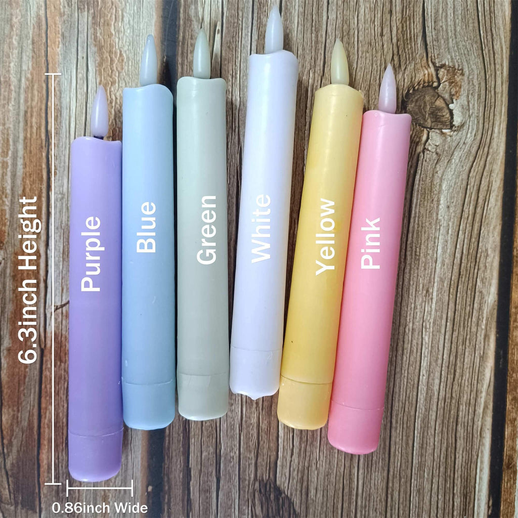6.3 Inch Color LED Candles, Flameless Candles, Dinner Candles, Battery Powered with Timer, Mother's Day Gift