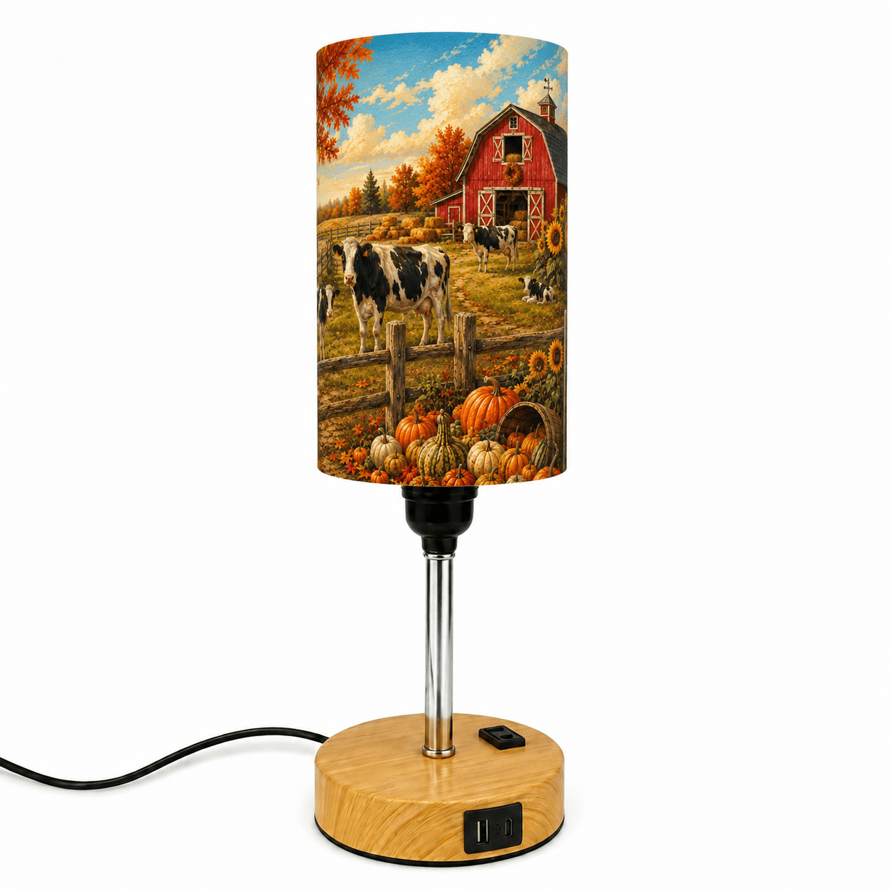 Farmhouse Pumpkin PLA Eco‑Friendly Touch Control Table Lamp🍂 3‑Color Dimmable Multi‑Function Bedside Lamp, Rustic Autumn Home Decor Gift