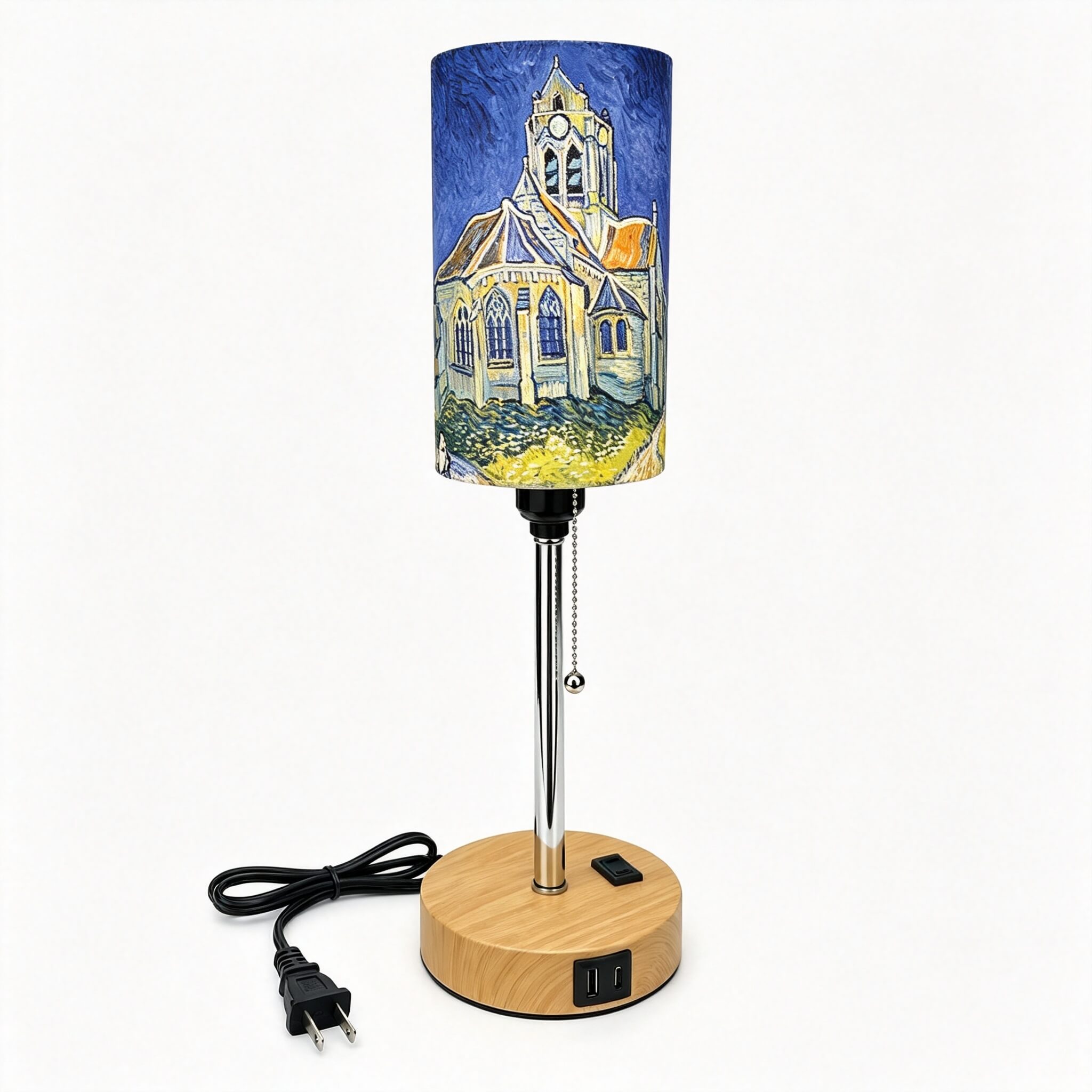 Van Gogh Irises PLA Eco-Friendly Pull Chain Table Lamp 💐 3 Color Dimmable Multifunctional Bedside Lamp, Classic Art Home Decor Gift