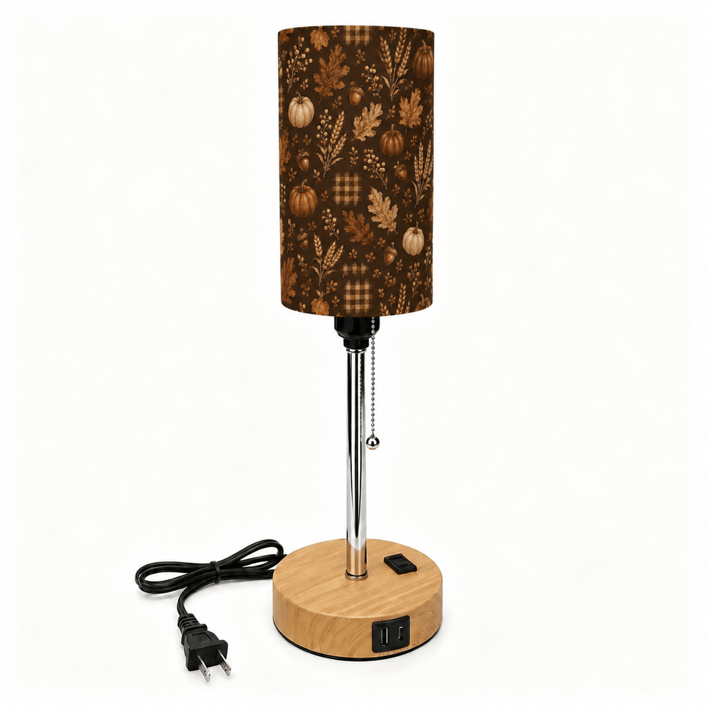 Autumn Maple & Pumpkin PLA Eco-Friendly Pull Chain Table Lamp 🎃 3 Color Dimmable Multifunctional Bedside Lamp, Fall Farmhouse Home Decor Gift