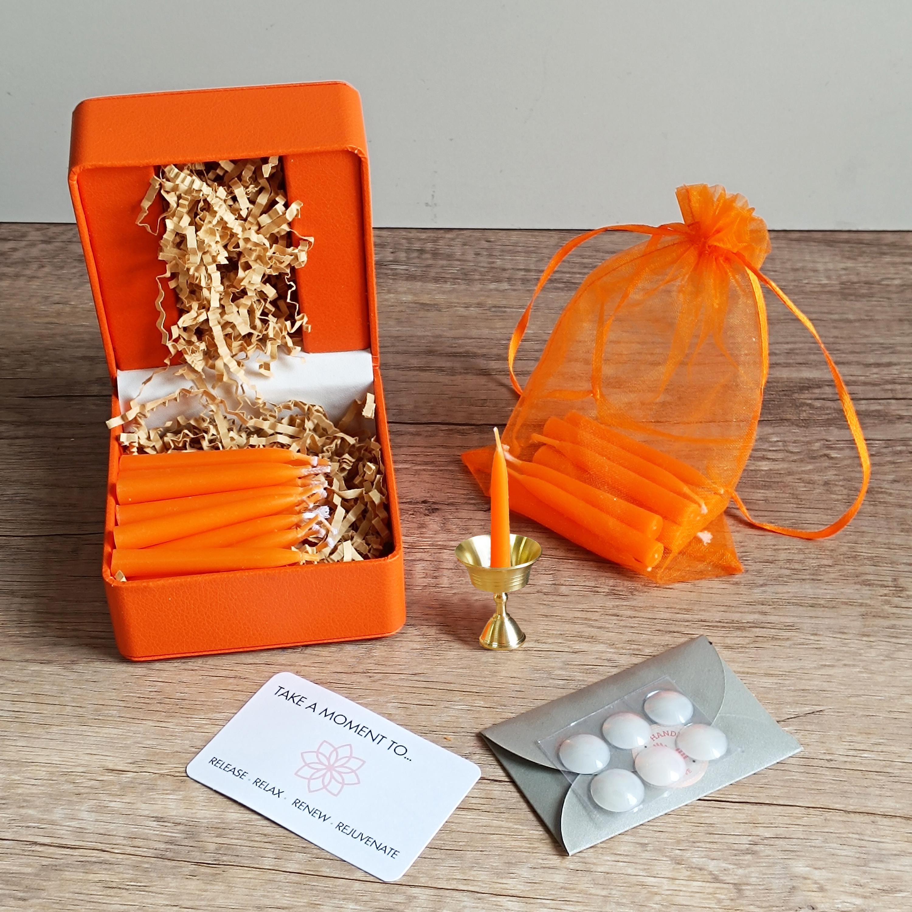 2.5 Inch Orange/White Beeswax Taper Candles 30pcs, Mini Ritual Candles Daily Meditation Votive Candles, Halloween Christmas Gifts