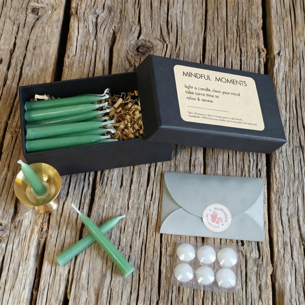 Sage Green Beeswax Taper Candles, 2.5" Hand-Dipped Meditation Candles with Holder, Mini Altar Candles for Ritual, Wiccan, Gift for Her