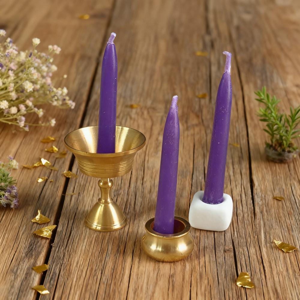 Ritual/Chime/Spell/Candles, Multi Color Beeswax Taper Candles, 2.5" Hand-Dipped Meditation Prayers Candles with Holder, 35pcs