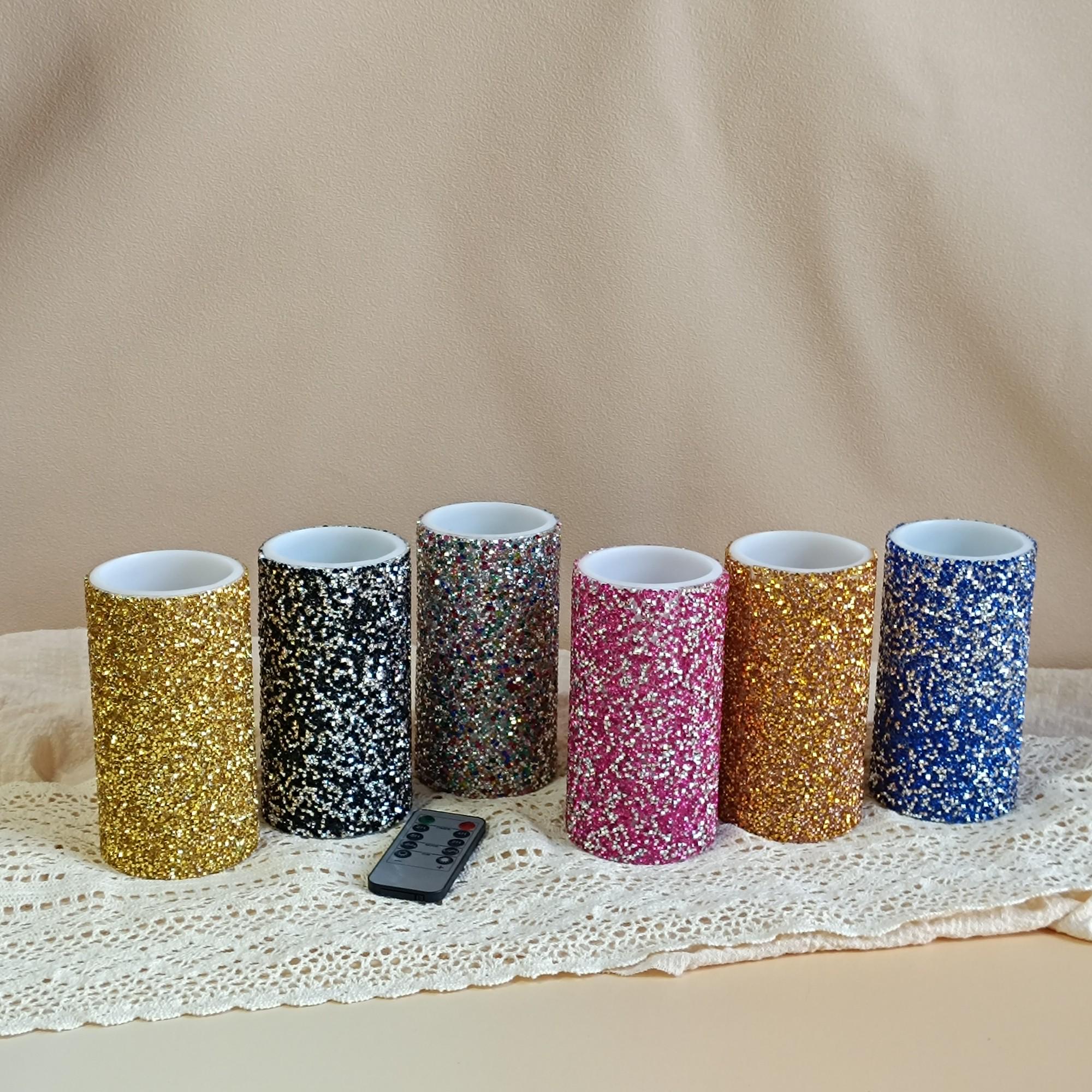 6 Inch LED Pillar Candles,Flameless Rhinestone Candles with Remote Control and Timer，Battery Operated Flickering for Home Decor Christmas