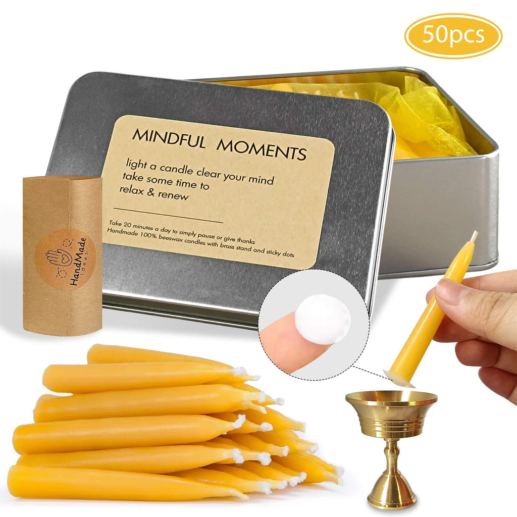 Beeswax Meditation Candles with Holder: Prayer, Yoga, Altar