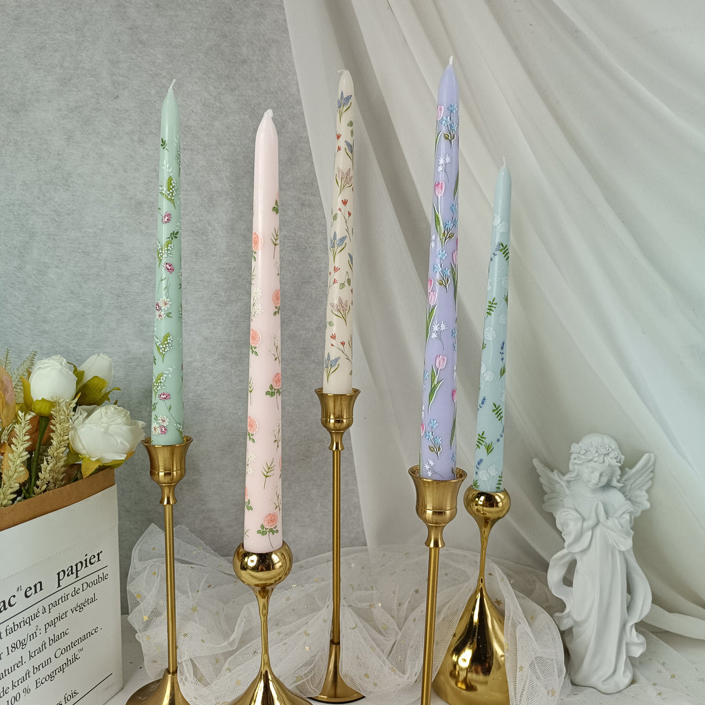 Valentine's Day Spiral Candle Sticks Printed Candlestick, 1pc Twisted Candlesticks,Colorful flowers with fragrance,Wedding Candles