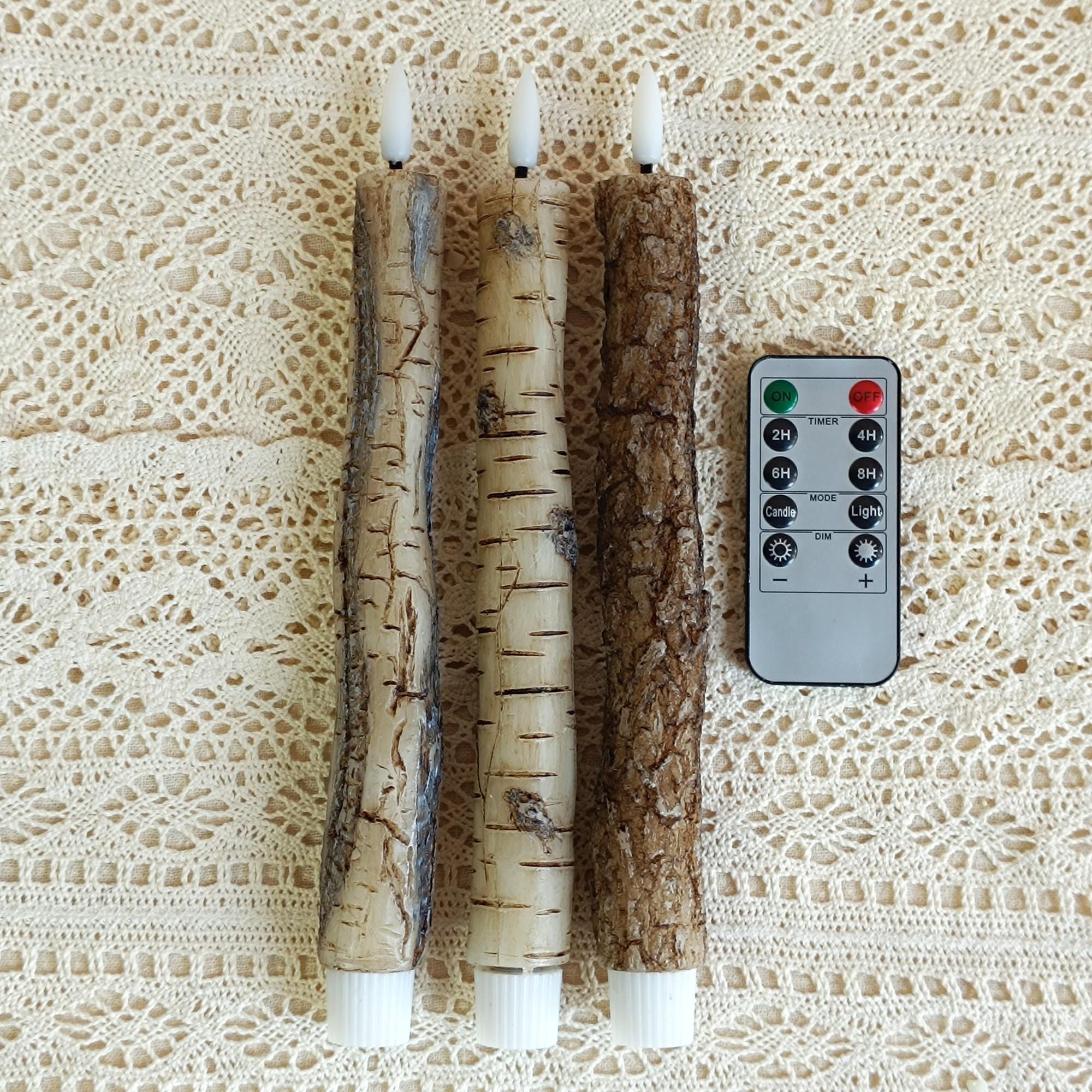 9.8 Inch Flameless Taper Candles,LED Battery Operated with Remote Control and Timer,Real Wax Taper Candles for Home Decor Christmas  Gift