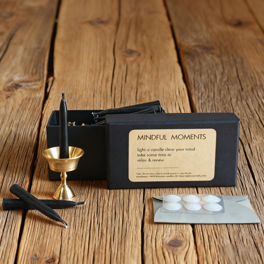 Black Spell Candles, 2.5 Inch Meditation Mini Candle, Hand-Dipped Beeswax Candle with Holder, Relaxation Cleaning Protection Gift