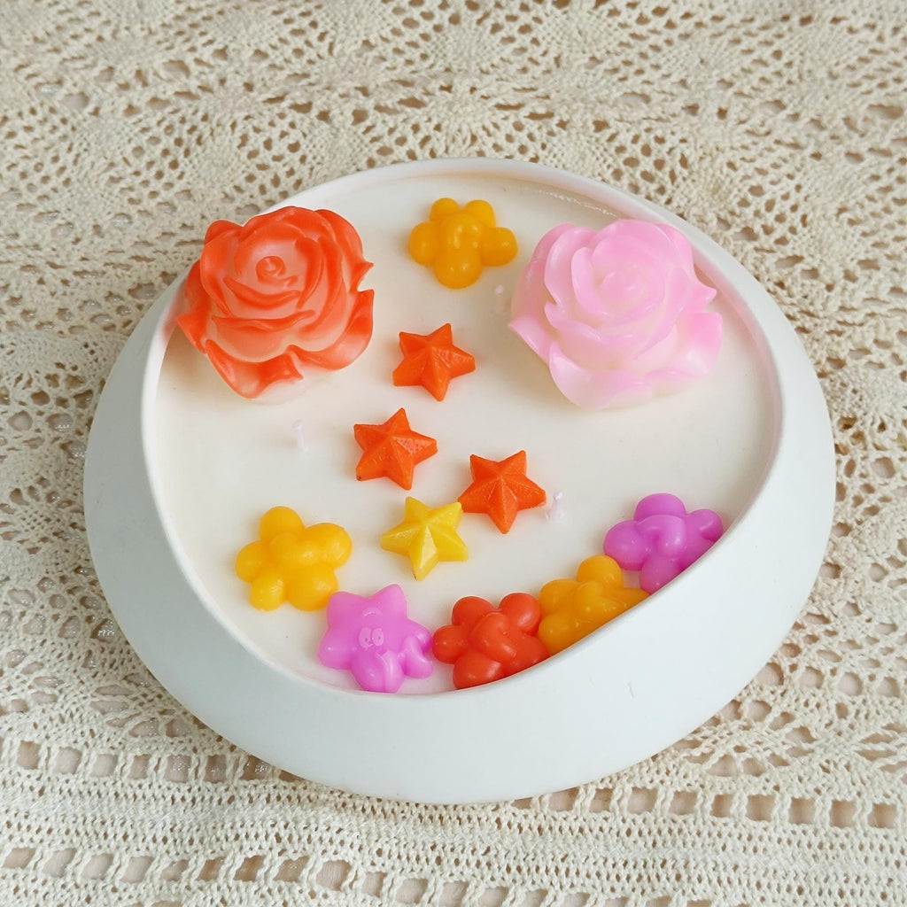 Floral Ceramics Bowl Candle: Hand-Poured Soy Wax with Dried Flowers