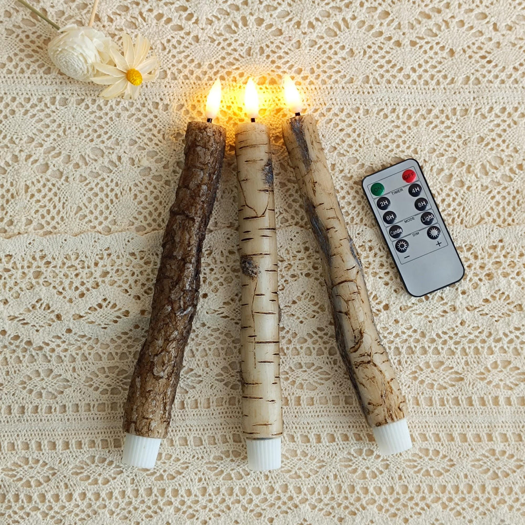 9.8 Inch Flameless Taper Candles,LED Battery Operated with Remote Control and Timer,Real Wax Taper Candles for Home Decor Christmas  Gift