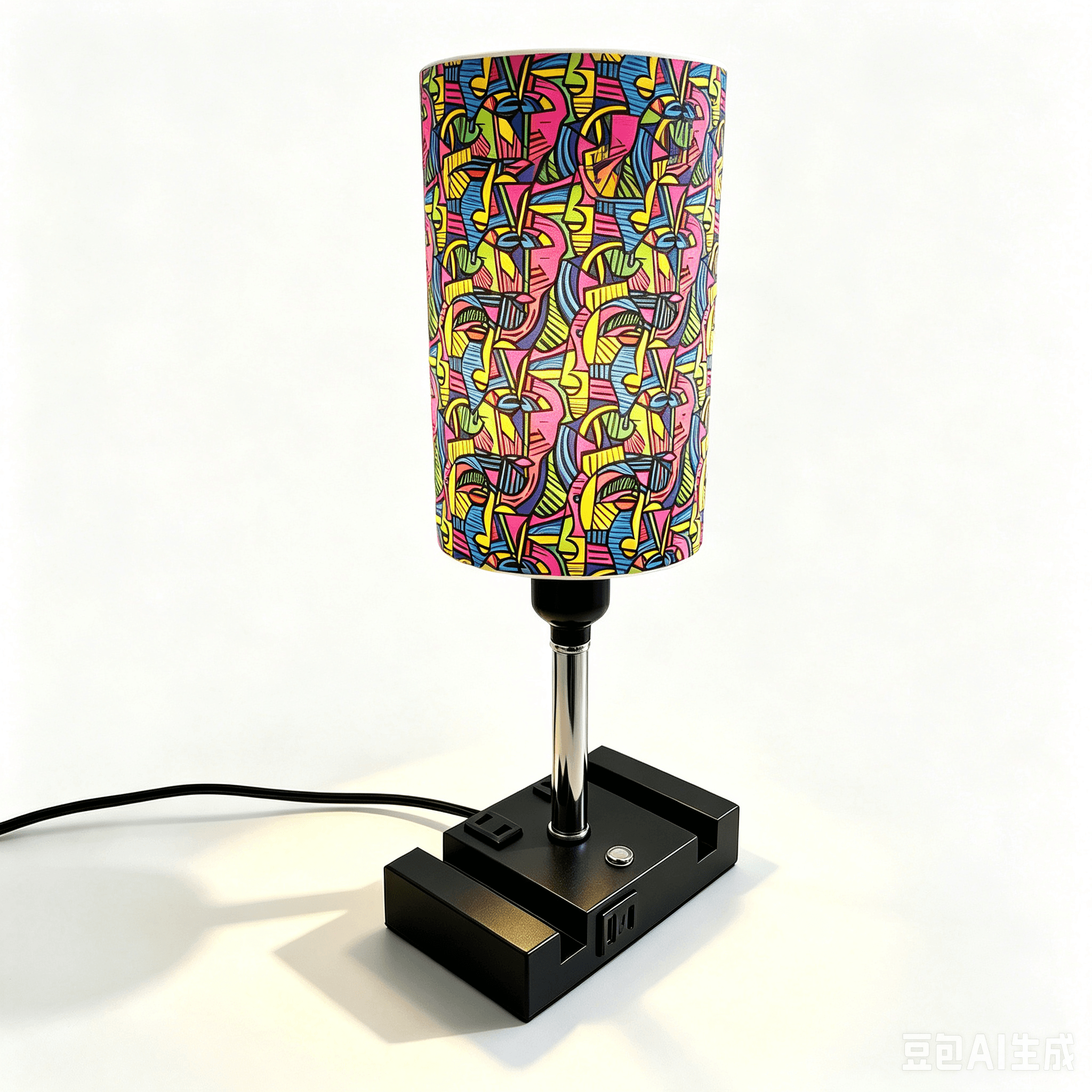 Picasso Abstract Art PLA Eco-Friendly Touch Control Table Lamp 🎨 3 Color Dimmable Multifunctional Table Lamp, Dual Phone Stand Bedside Desk Decor Gift