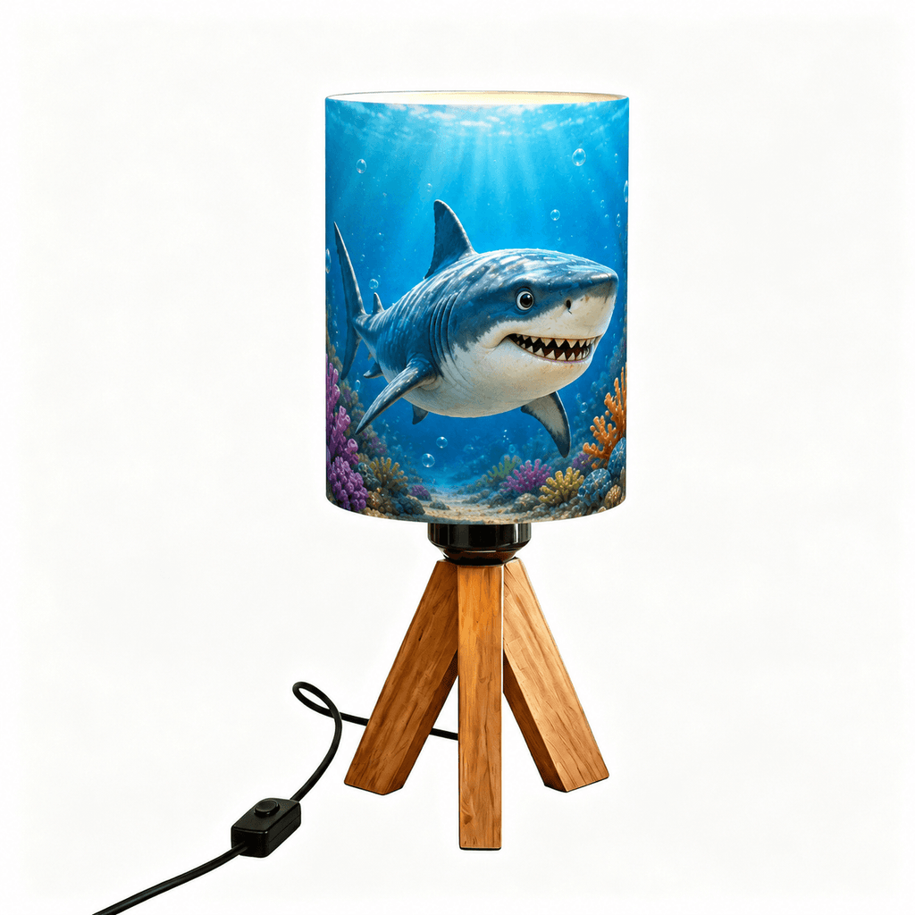 Ocean Shark Tripod PLA Eco‑Friendly Dimmable Table Lamp🌊 3‑Button Control Bedside Lamp, Marine Animal Home Decor Gift