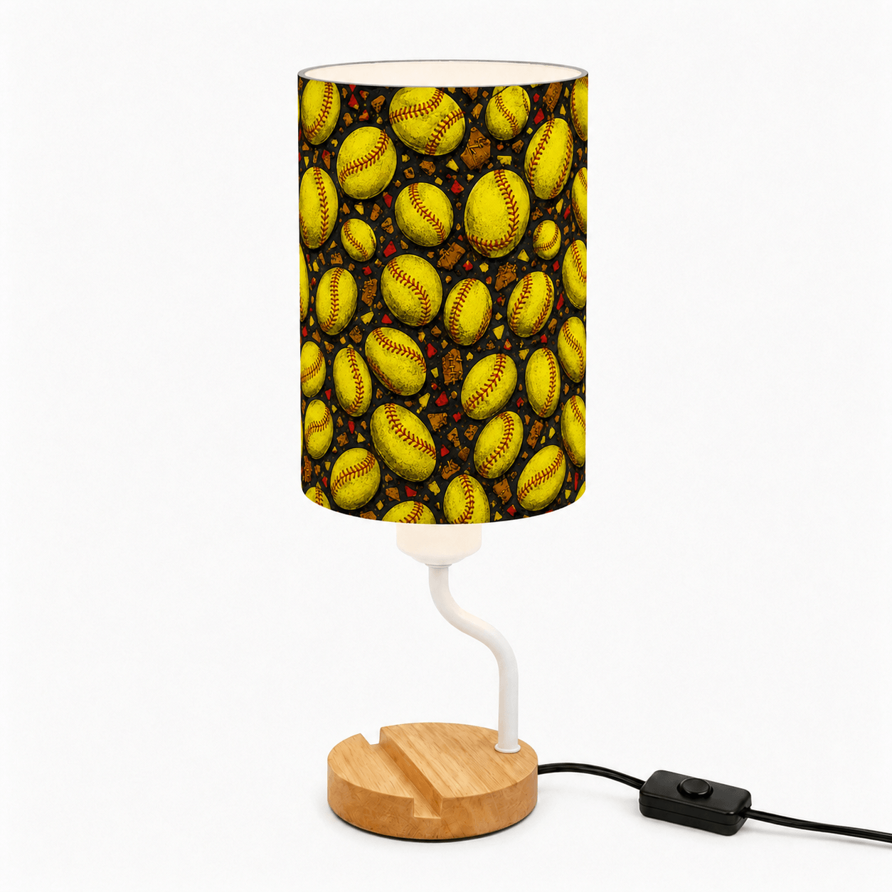 Basketball PLA Eco‑Friendly Dimmable Table Lamp📱 3‑Button Control Bedside Lamp with Phone Stand, Sports Home Decor Gift
