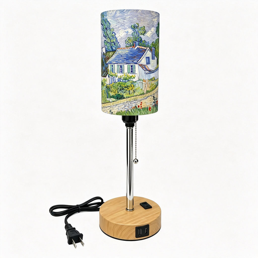 Van Gogh Irises PLA Eco-Friendly Pull Chain Table Lamp 💐 3 Color Dimmable Multifunctional Bedside Lamp, Classic Art Home Decor Gift