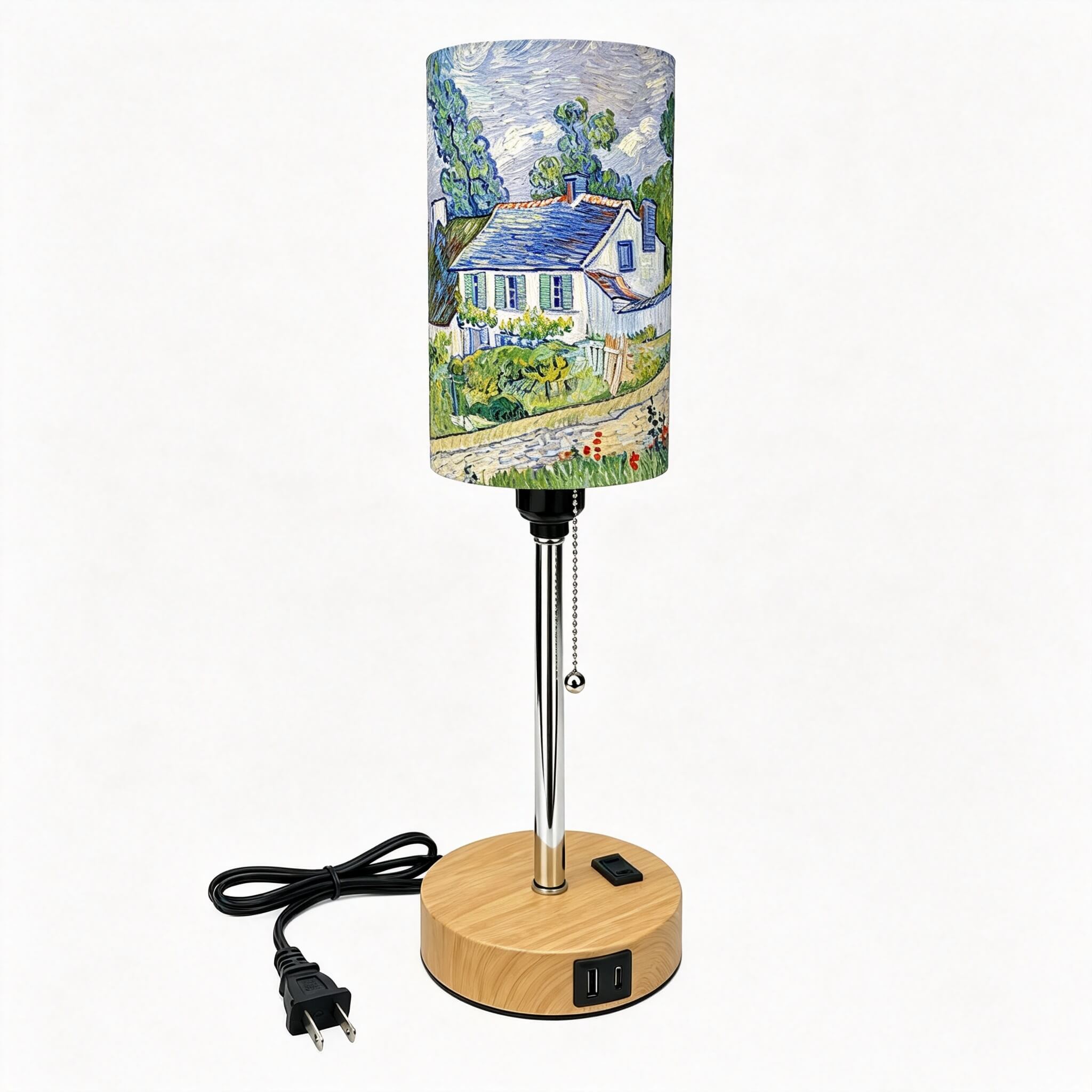 Van Gogh Irises PLA Eco-Friendly Pull Chain Table Lamp 💐 3 Color Dimmable Multifunctional Bedside Lamp, Classic Art Home Decor Gift