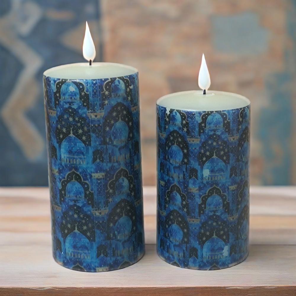 Eid Flameless Candles Set: Arabic LED Ramadan Decor with Remote