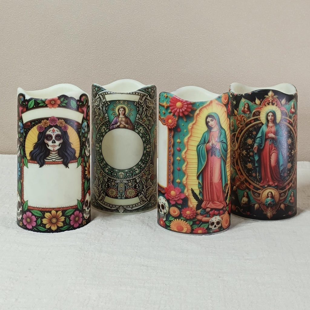 Personalized Prayer LED Candle: Custom Photo Memorial Gift with Remote