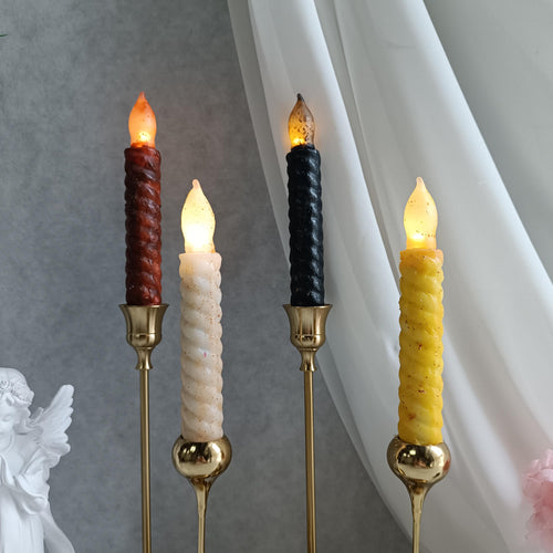 6.5 Inch Taper Primitive Candles with Timer,Flameless Led Taper Candles,Real Wax Hand Dipped Candles, Christmas Home Decor,Housewarming Gift