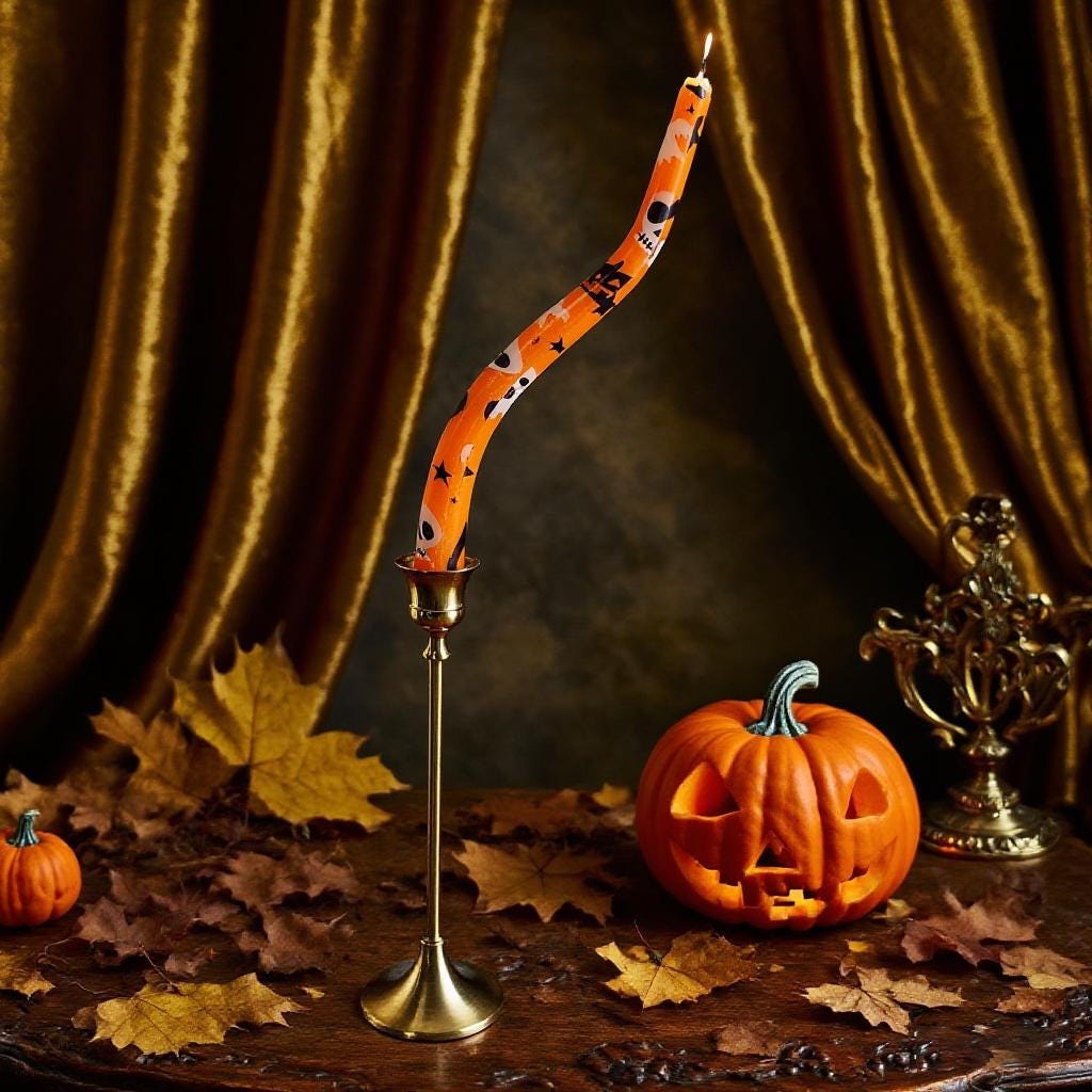 Halloween Twisted Taper Candles,Ghost Pumpkin Bat Print, Black/White & Orange, Unscented Paraffin Candles for Halloween Decor Gift