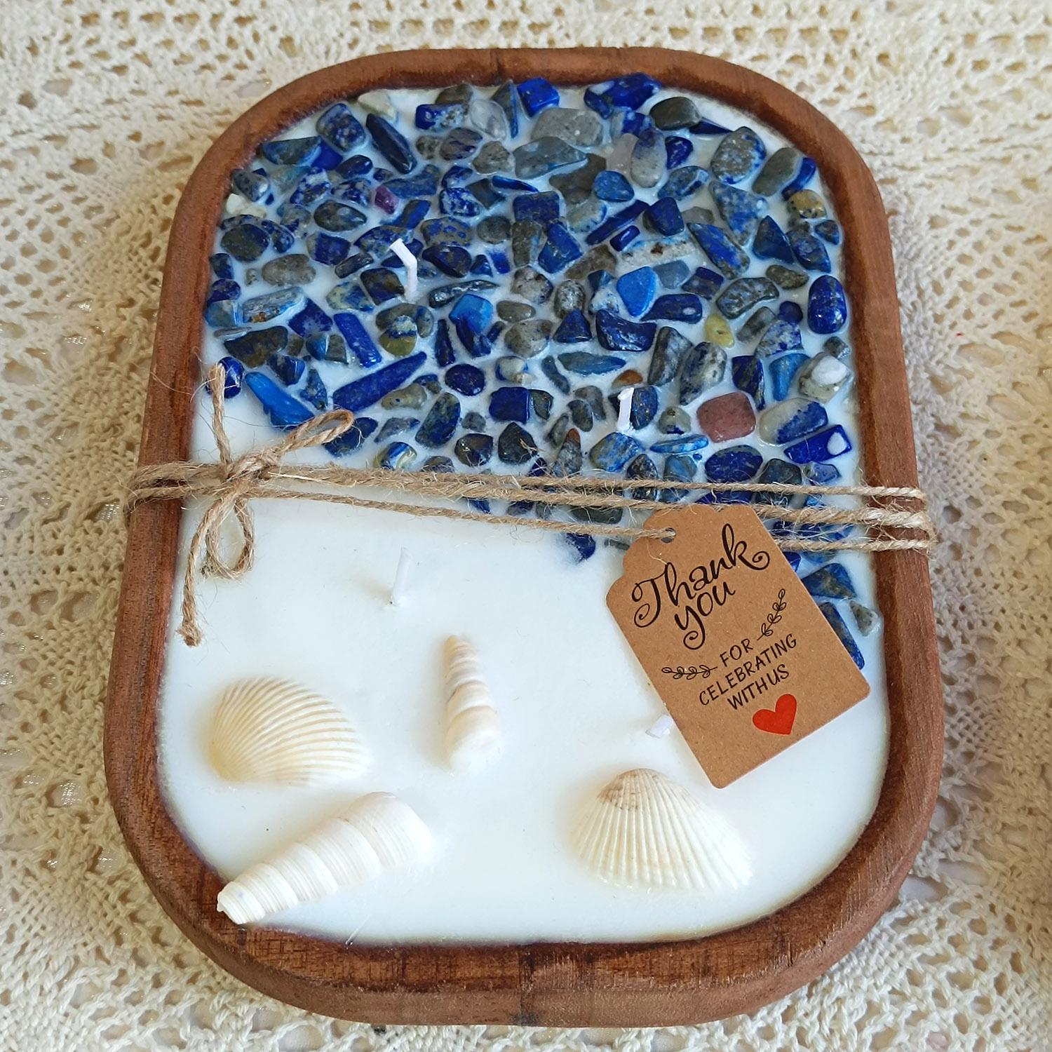 Coastal Ocean Themed Dough Bowl Candle, Fire Glass Beach Candle Handmade  Soy Scent Candle Home Decor, Anniversary Housewarming Gift