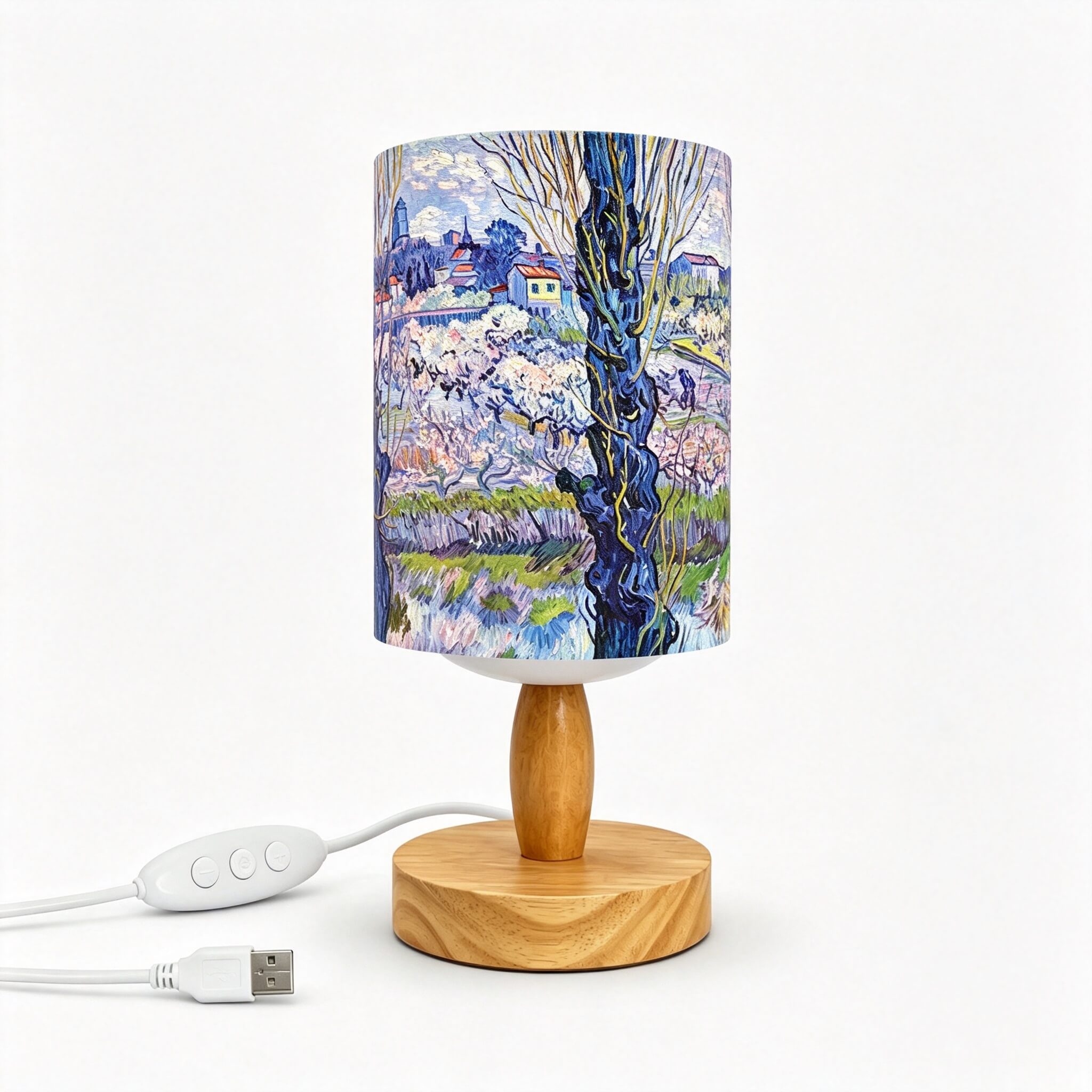 Van Gogh Irises PLA Eco‑Friendly Table Lamp ✨ Button Dimmable Art Bedside Lamp, Aesthetic Impressionist Home Decor Gift