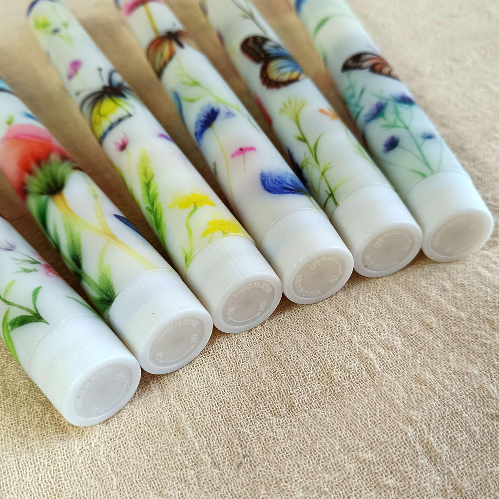 10" Butterfly Flameless Taper Candles 6-Pack Battery Operated LED Gardon Decor Flameless Taper Candle Sticks Flower Home Decor