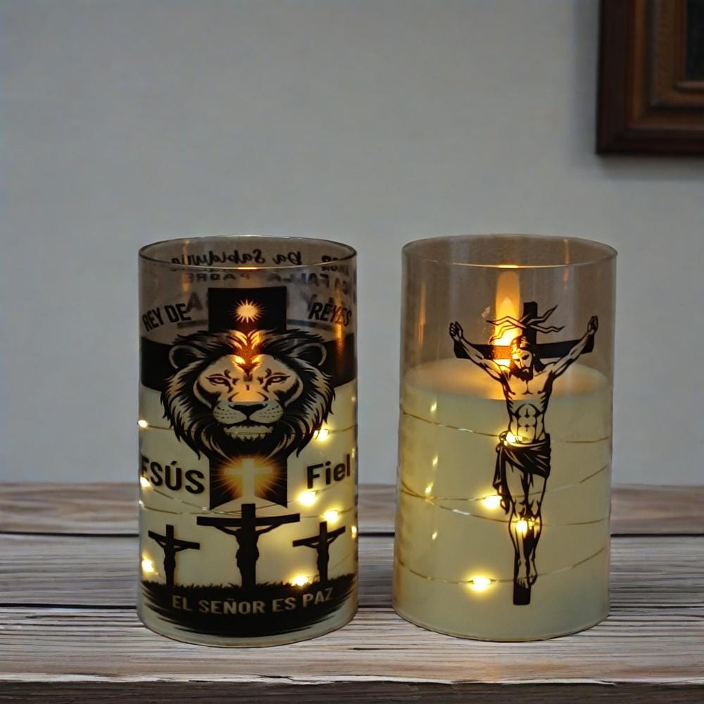 Christian Flameless LED Candle: 6" Votive with Remote & Timer