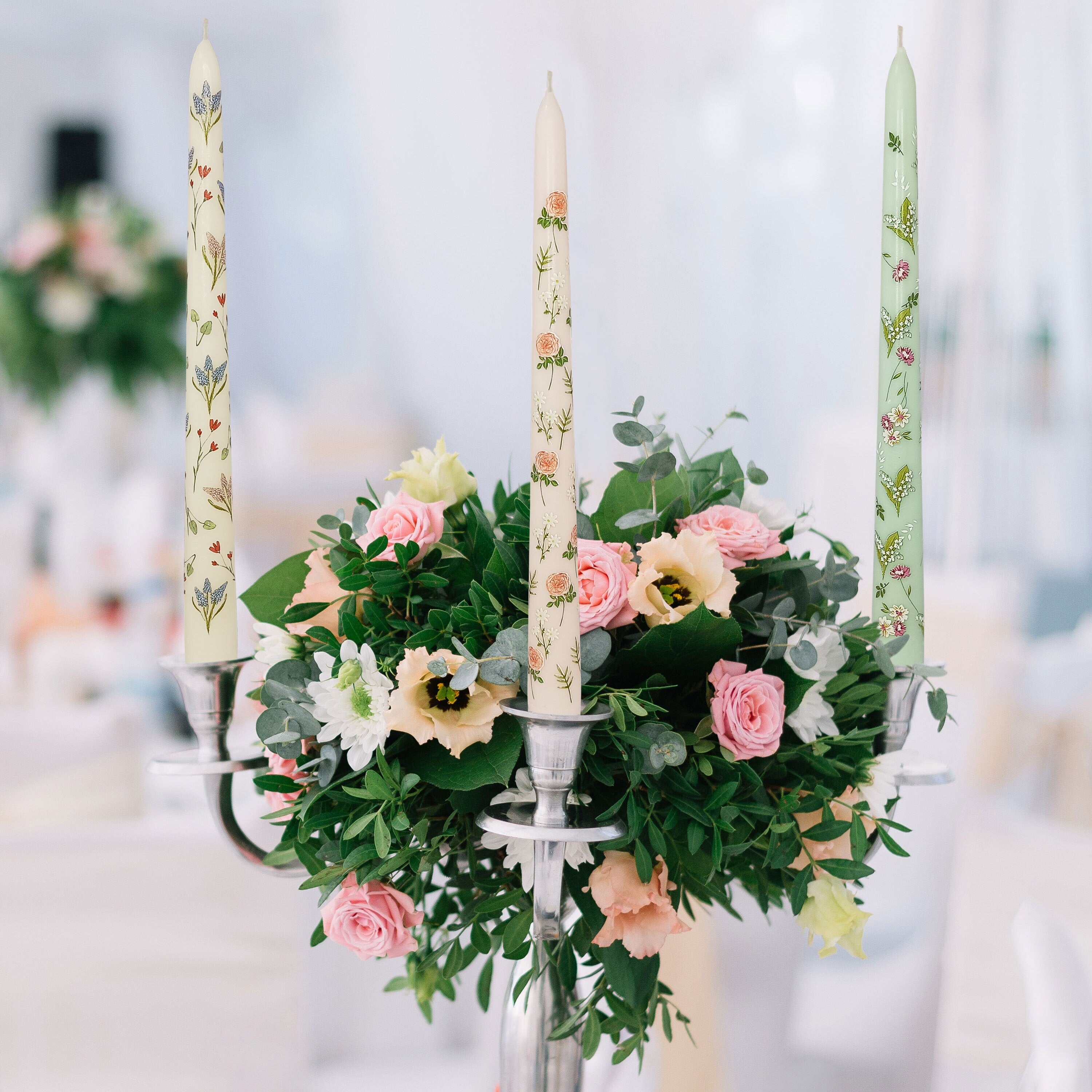 Valentine's Day Spiral Candle Sticks Printed Candlestick, 1pc Twisted Candlesticks,Colorful flowers with fragrance,Wedding Candles