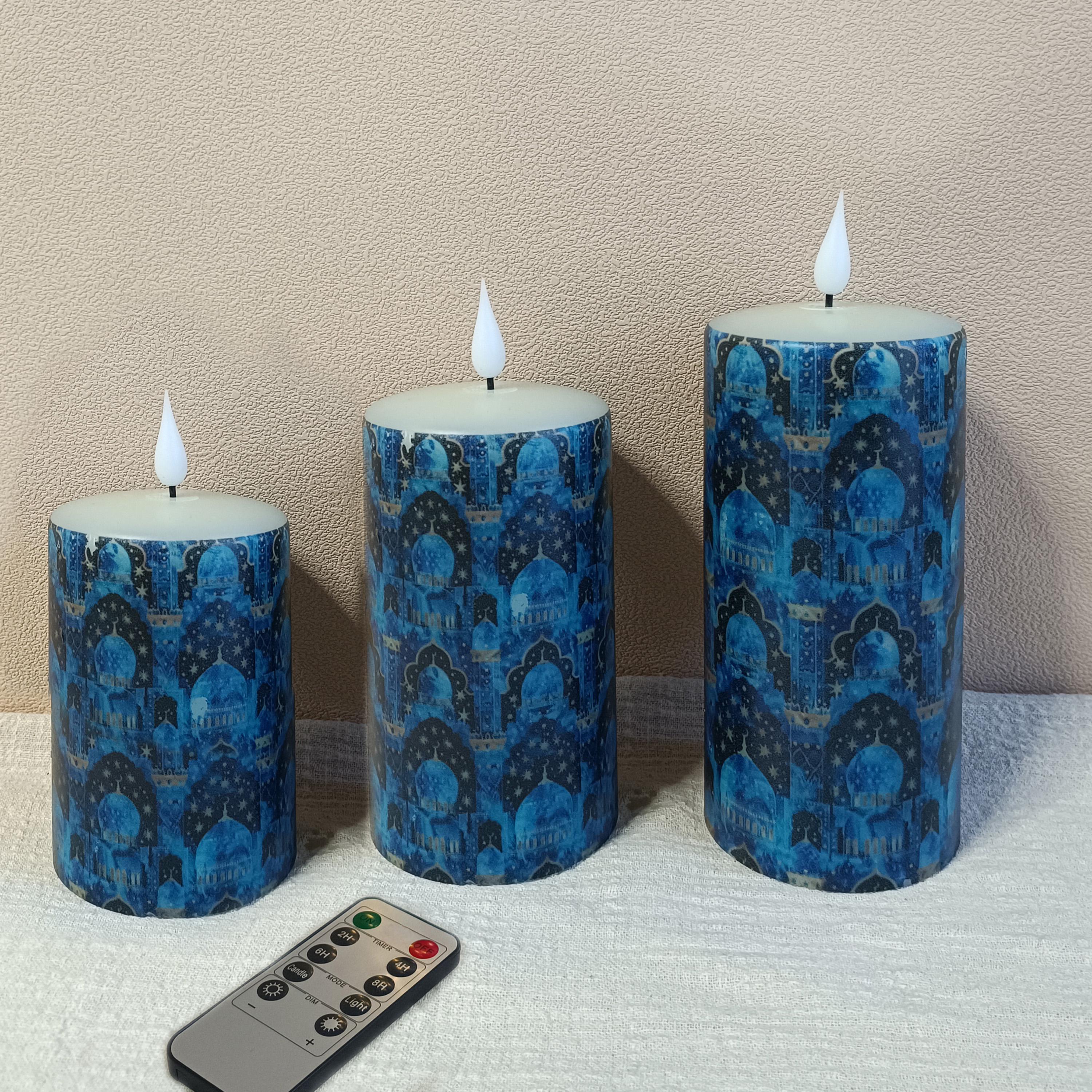 Eid Flameless Candles Set: Arabic LED Ramadan Decor with Remote
