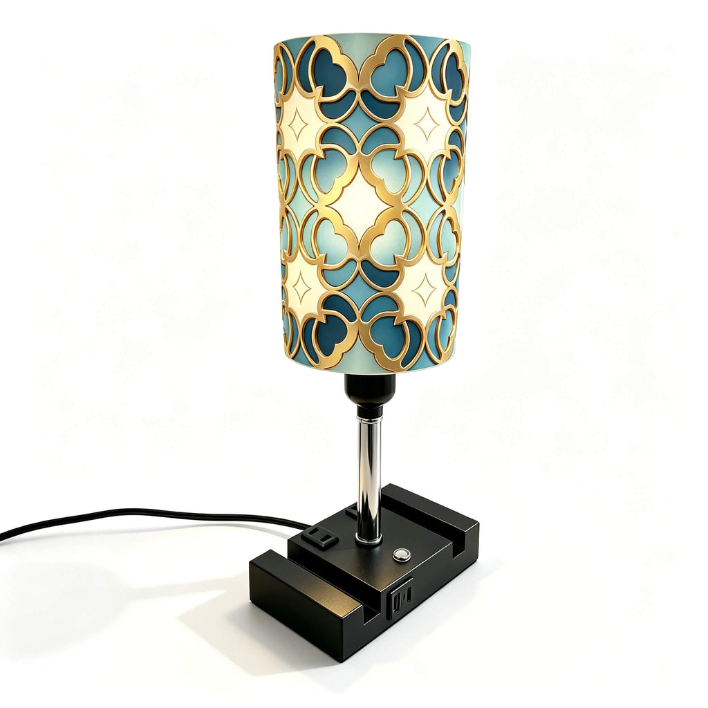 Picasso Abstract Art PLA Eco-Friendly Touch Control Table Lamp 🎨 3 Color Dimmable Multifunctional Table Lamp, Dual Phone Stand Bedside Desk Decor Gift