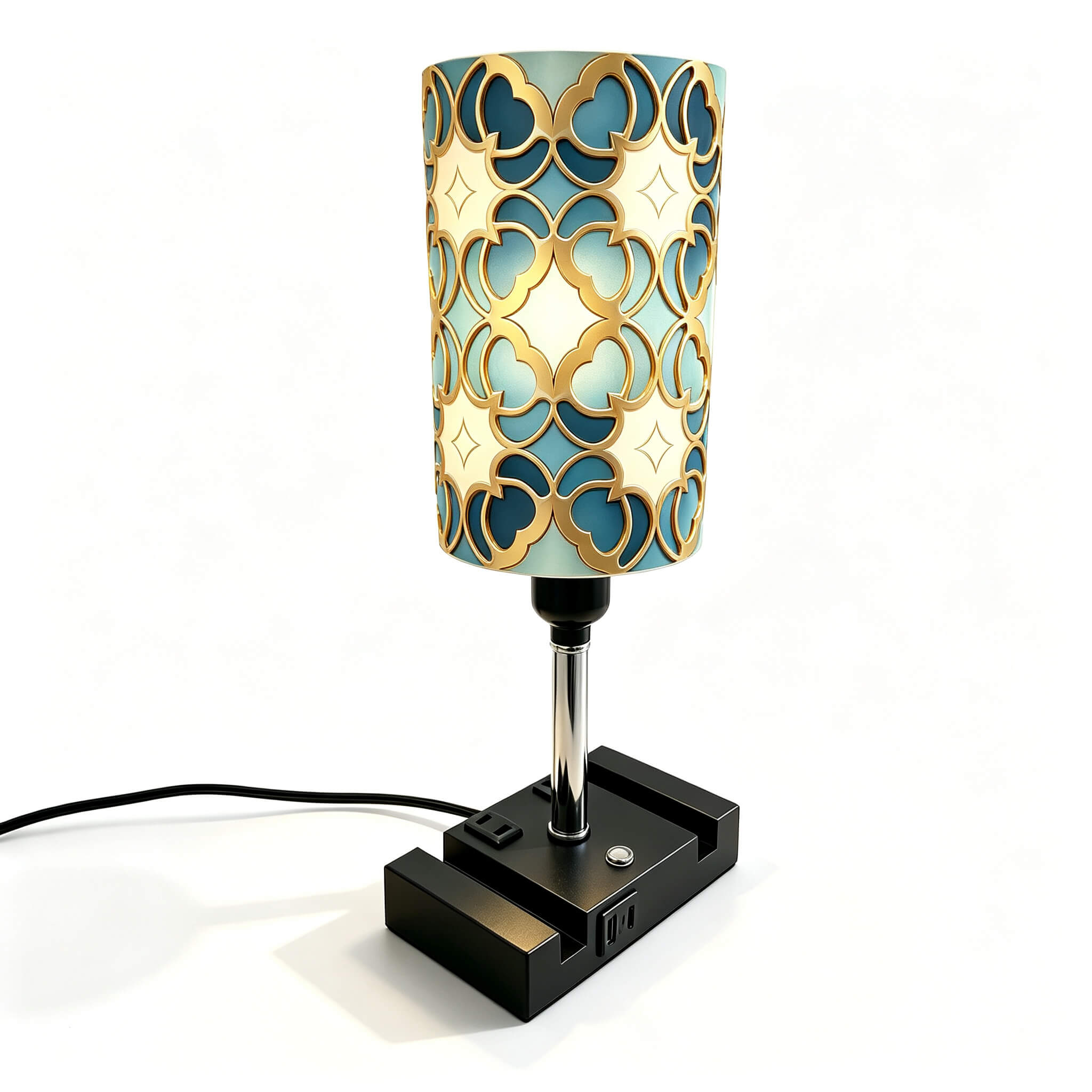 Picasso Abstract Art PLA Eco-Friendly Touch Control Table Lamp 🎨 3 Color Dimmable Multifunctional Table Lamp, Dual Phone Stand Bedside Desk Decor Gift