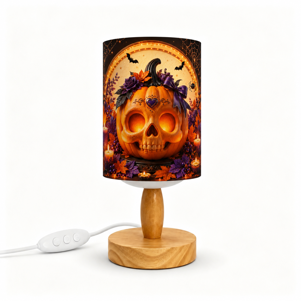 Cute Halloween Scarecrow PLA Eco‑Friendly Dimmable Table Lamp 👻 Button Control Bedside Lamp, Fall Pumpkin Seasonal Home Decor Gift