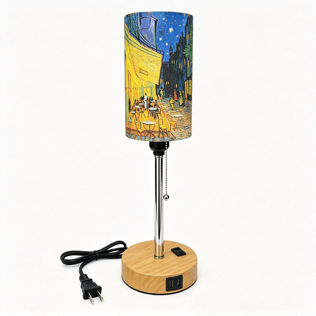 Van Gogh Irises PLA Eco-Friendly Pull Chain Table Lamp 💐 3 Color Dimmable Multifunctional Bedside Lamp, Classic Art Home Decor Gift