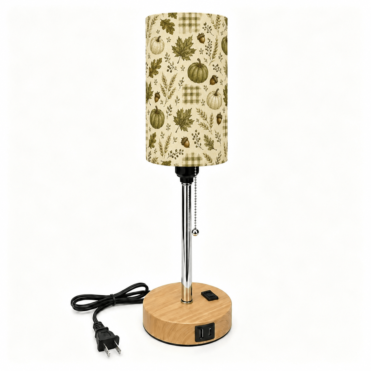 Autumn Maple & Pumpkin PLA Eco-Friendly Pull Chain Table Lamp 🎃 3 Color Dimmable Multifunctional Bedside Lamp, Fall Farmhouse Home Decor Gift