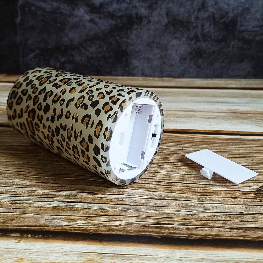 Leopard Printed Flameless Candles,5.1 Inch Led Pillar Candles,Flickering Flameless Candles,Battery Operated Candles,Housewarming Gift
