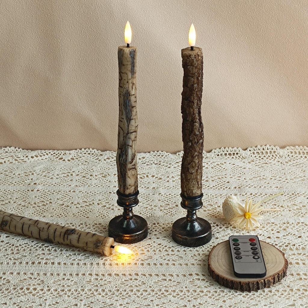 9.8 Inch Flameless Taper Candles,LED Battery Operated with Remote Control and Timer,Real Wax Taper Candles for Home Decor Christmas  Gift